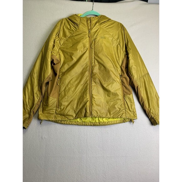 REI Co-Op Jacket Women's 1X Large Gold Flash Insulated Hybrid Hoodie Primaloft - Picture 1 of 10